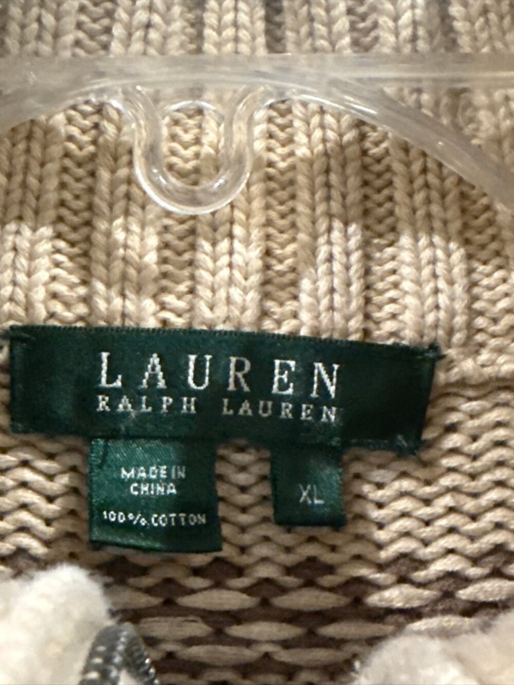 Vintage Polo Ralph Lauren Cotton Cable Knit Ski Sweater Front Zip Womens XL - Picture 2 of 6